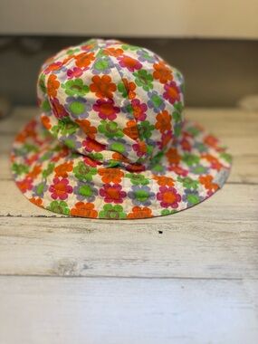 Kids Floral Bucket Hat - Orange, Pink & Green